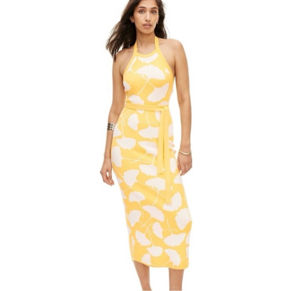 DVF for Target Yellow Ginkgo Sweaterknit Midi Dress